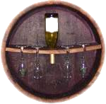 Quarter used wine barrel wine and glass rack